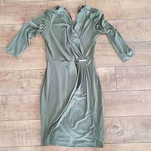 Olive green Calvin Klein fitted dress